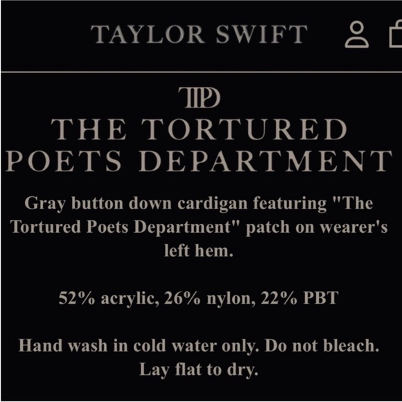 The Tortured Poets Department Gray Cardigan M/L Taylor Swift TTPD RARE - Picture 8 of 8